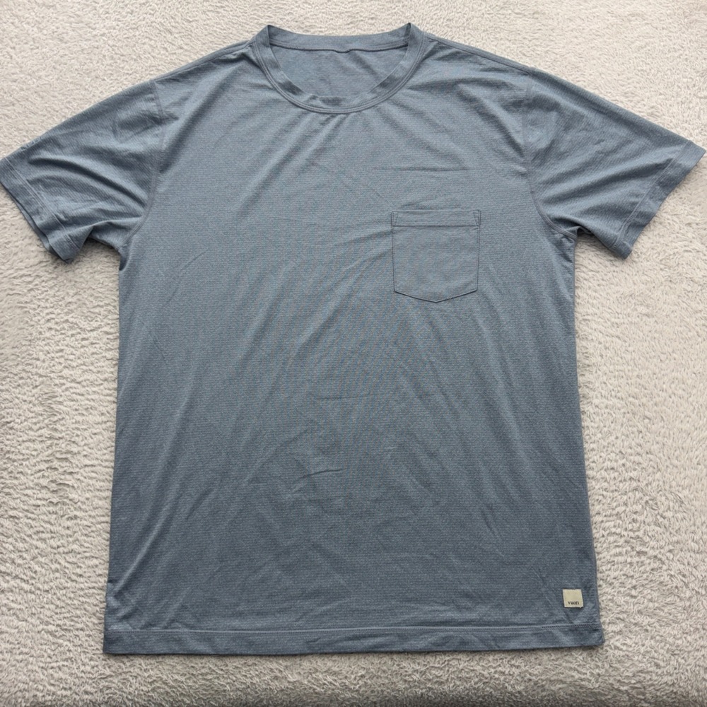 Vuori Mens Short Sleeve Pocket Tee Heathered Blue Performance T-Shirt L